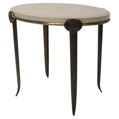 Tom Corbin Bronze and Marble Medallion Side Table