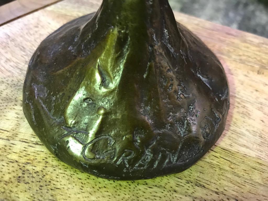20th Century Tom Corbin Signed Bronze Natural Patina TOTEM Candlestick Sculpture