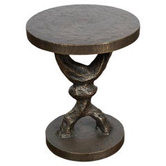 Table/sculpture sur piédestal en bronze signée Tom Corbin 91