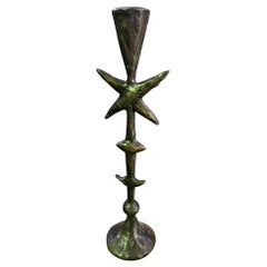 Vintage Tom Corbin Signed Bronze Natural Patina TOTEM Candlestick Sculpture