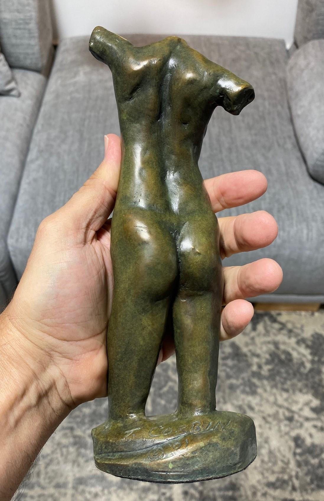 Tom Corbin Signed Limited Edition Bronze Nude Female Reaching Torso Sculpture For Sale 6