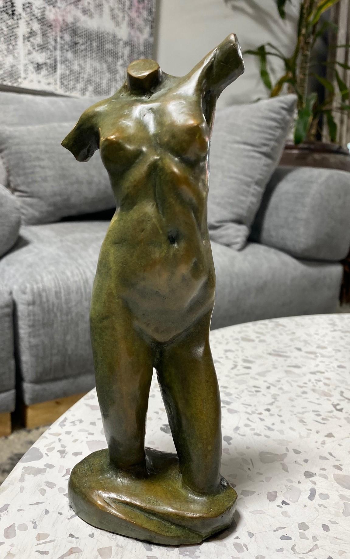Tom Corbin Signed Limited Edition Bronze Nude Female Reaching Torso Sculpture For Sale 7