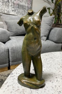 Tom Corbin Signed Limited Edition Bronze Nude Female Reaching Torso Sculpture