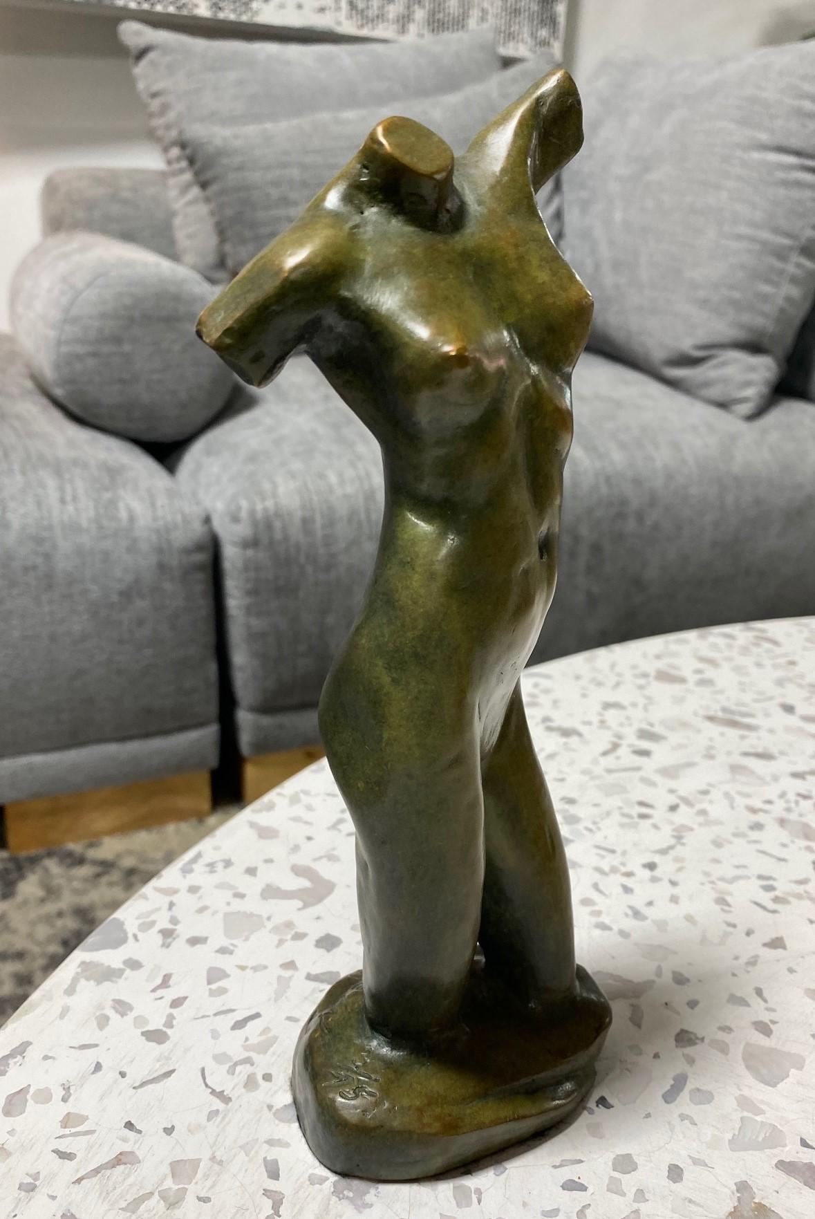 Tom Corbin Signed Limited Edition Bronze Nude Female Reaching Torso Sculpture In Good Condition For Sale In Studio City, CA