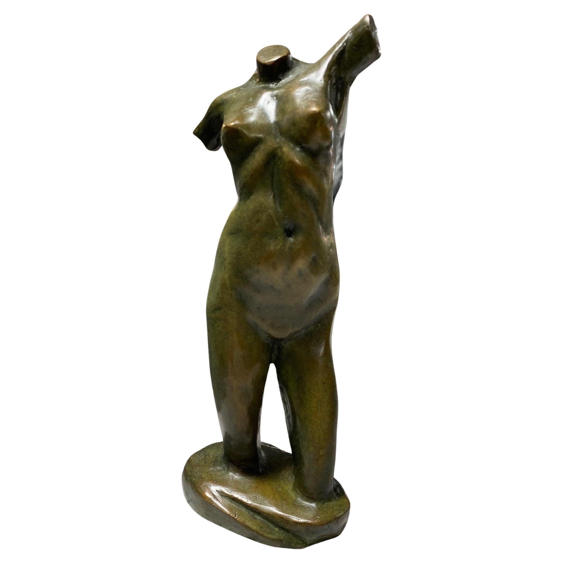 Sculpture de torse de femme nue atterrissante en bronze signée Tom Corbin, édition limitée