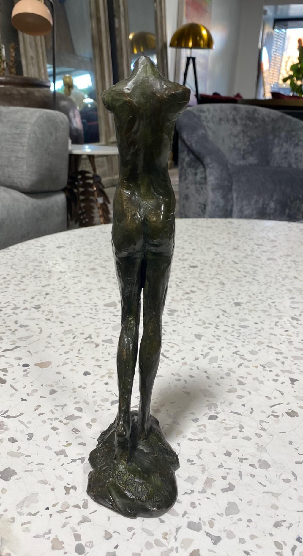 Modern Tom Corbin Signed Limited Edition Bronze Walking Nude Woman Figurative Sculpture