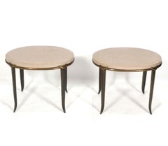 Tom Corbin Solid Bronze and Marble End Tables or Night Stands