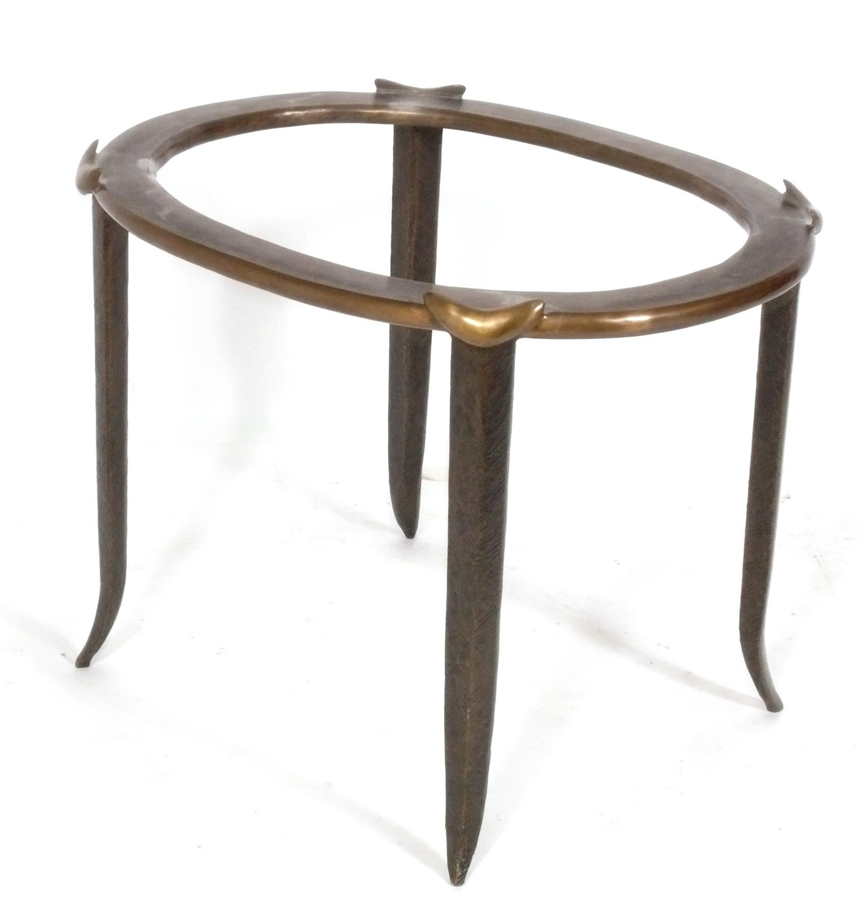 Contemporary Tom Corbin Solid Bronze and Marble End Tables or Night Stands For Sale