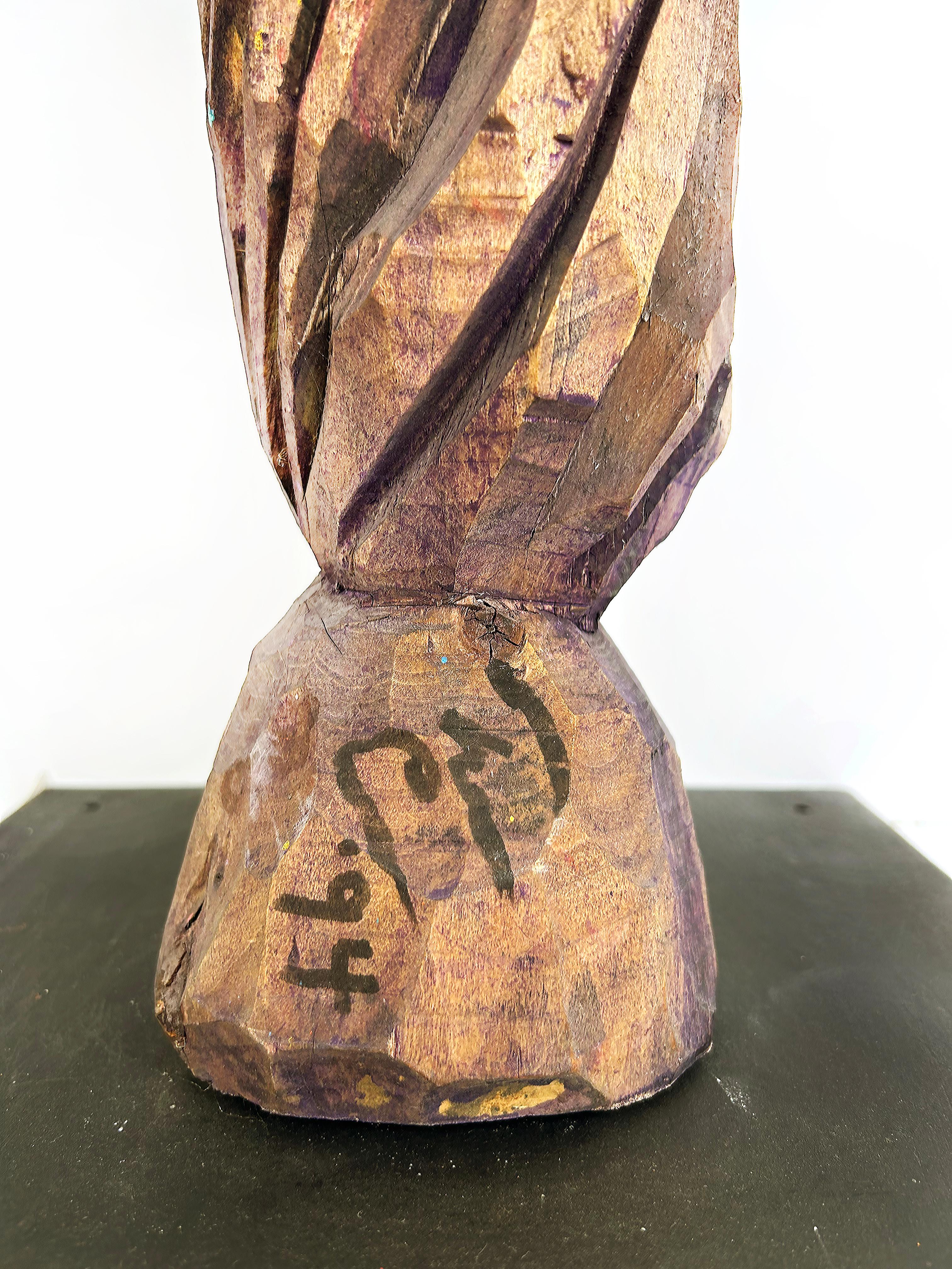 Tom Cramer Arte Popular Primitivo Americano Escultura Tótem Tallada 1994 en venta 3