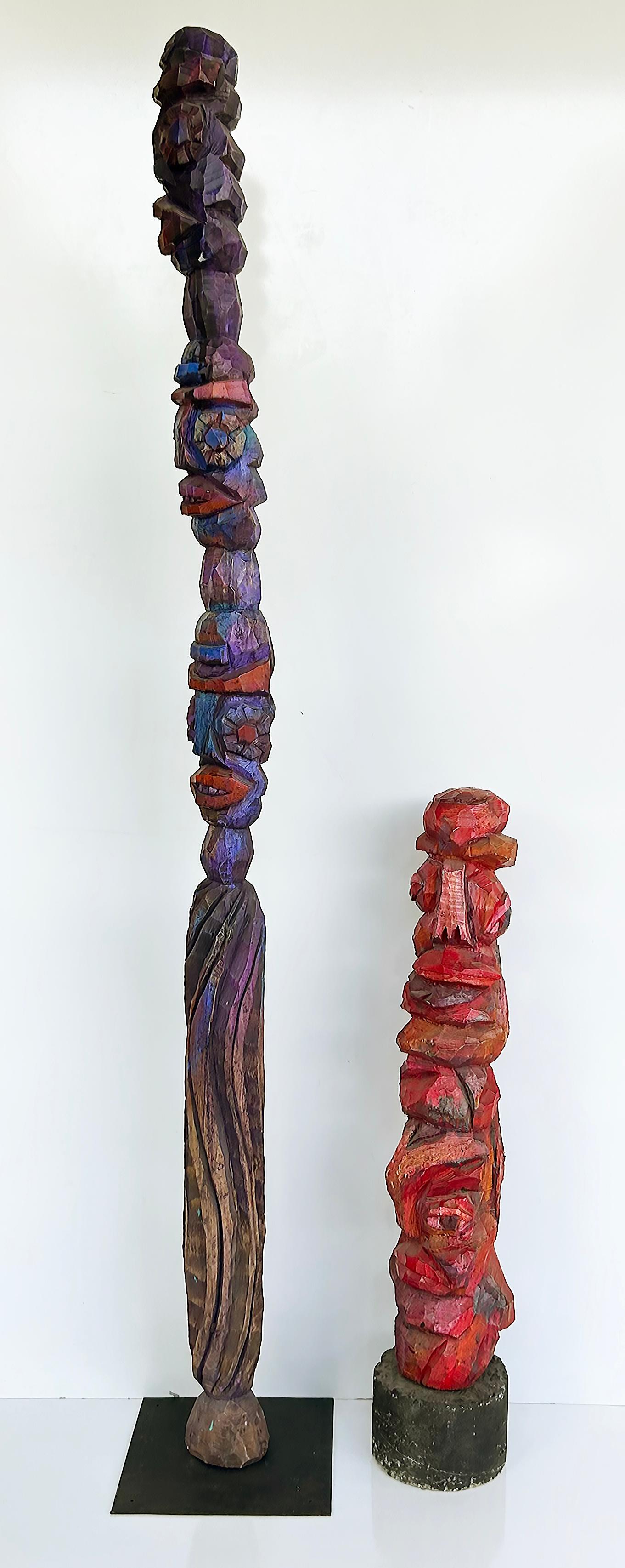 Tom Cramer Primitive American Folk Art Carved Figural Totem Sculpture 1994 For Sale 5