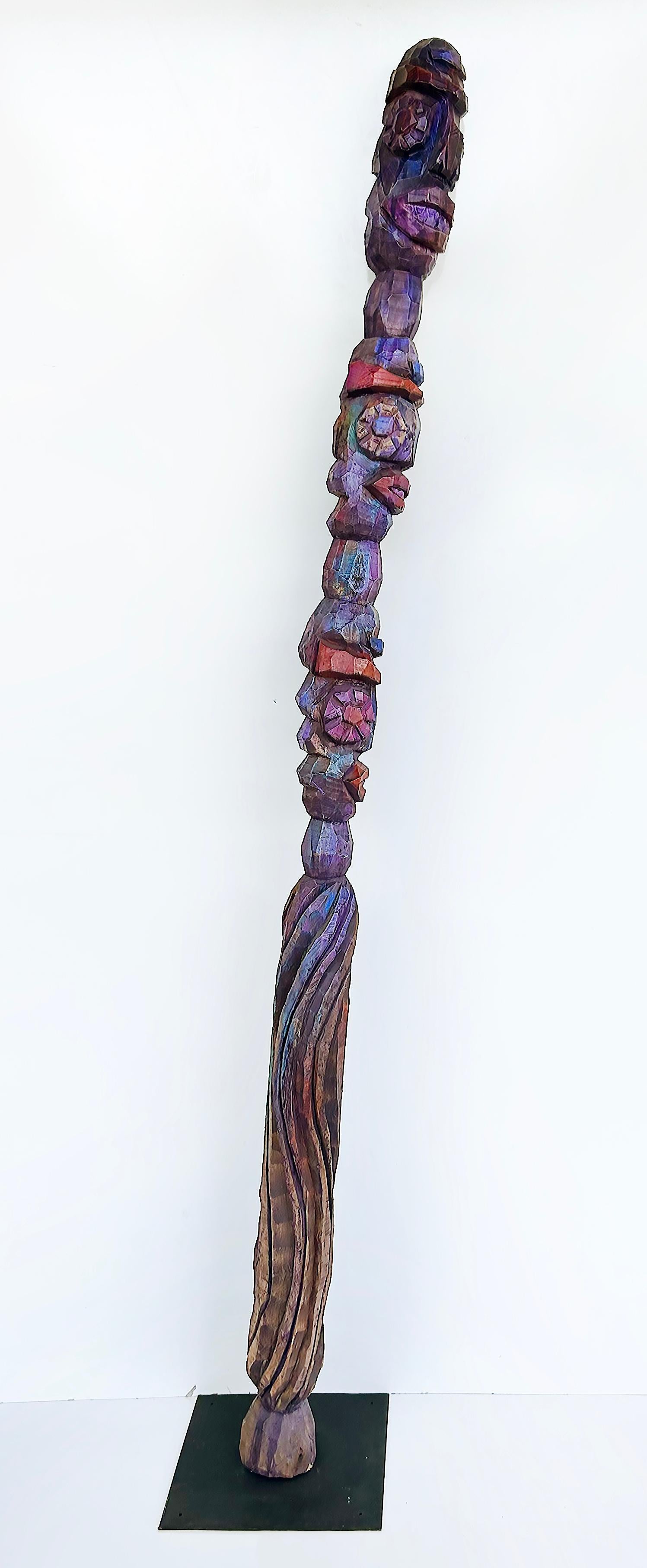 Tom Cramer Primitive American Folk Art Carved Figural Totem Sculpture 1994

Offered for sale is a recent acquisition from a New York estate. This is a wonderful Tom Cramer (American, born 1960) primitive, heavily carved painted, and polychromed folk