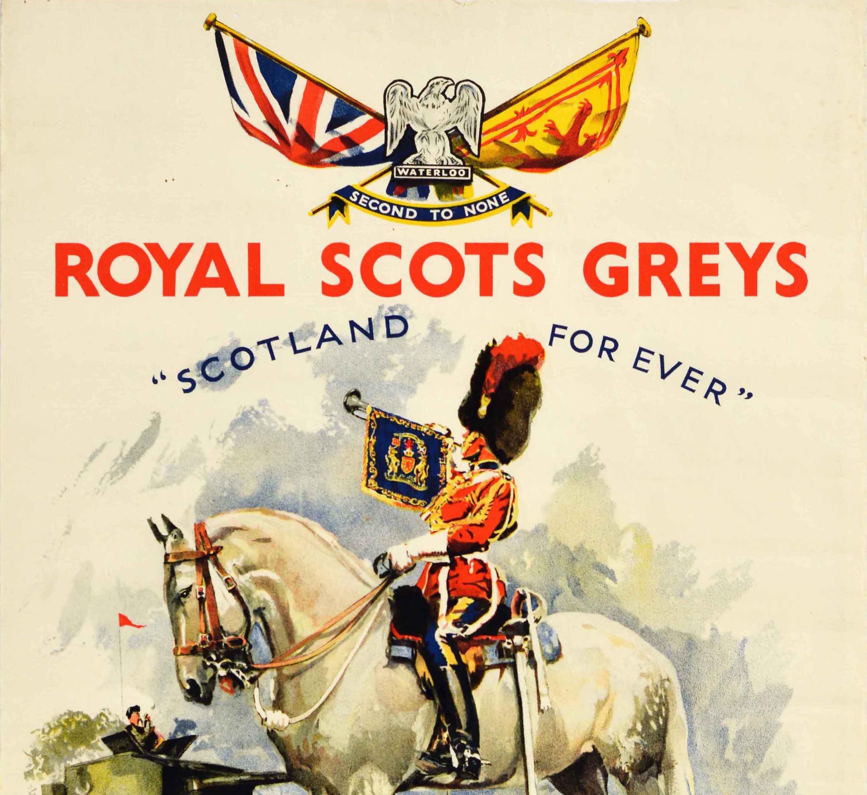 Original Vintage Military Poster Royal Scots Greys Scotland For Ever Armoured C. - Print by Tom Curr