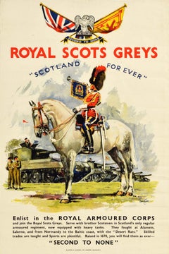 Original Vintage Military Poster Royal Scots Greys Scotland For Ever Armoured C.