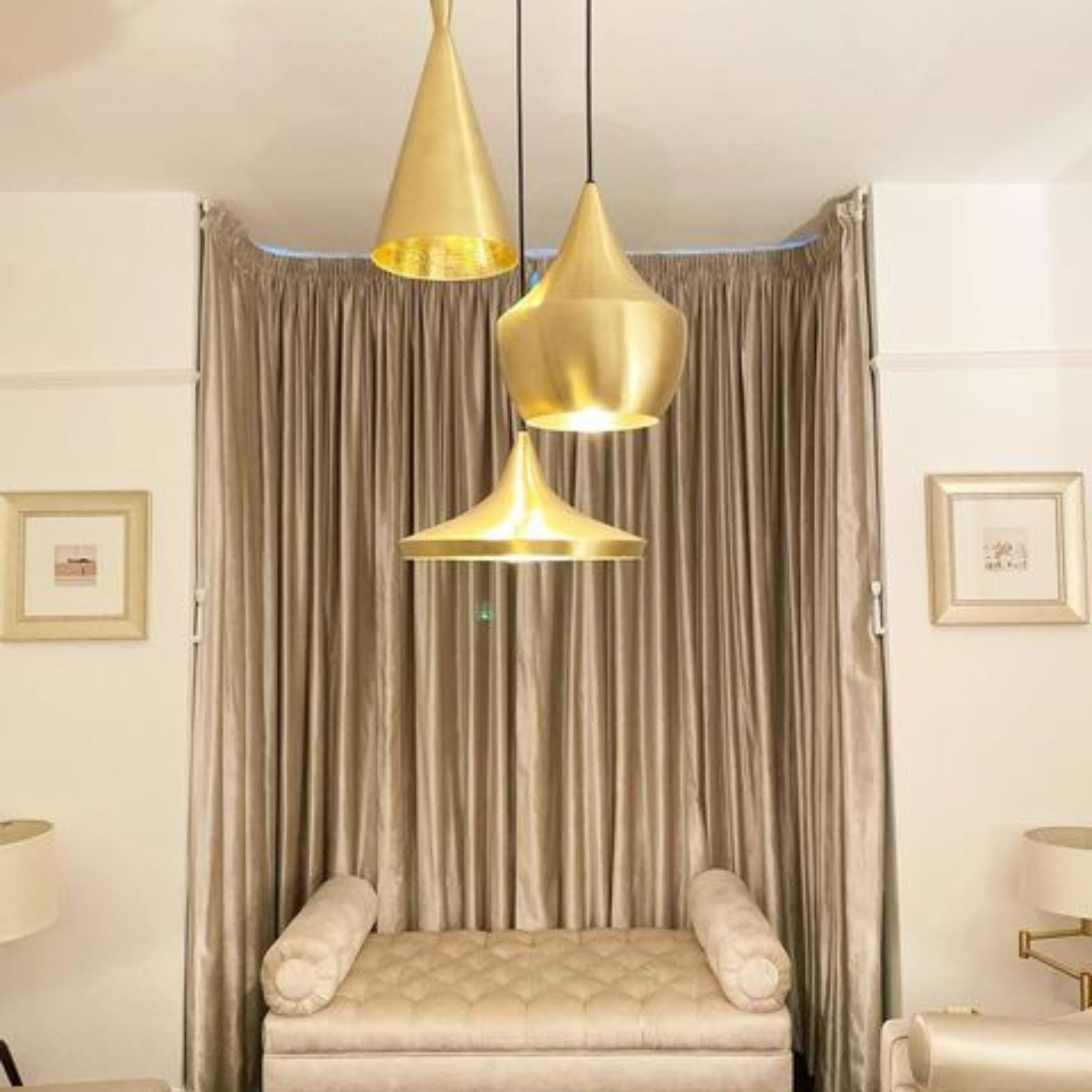 Mid-Century Modern Tom Dixon 'Beat Fat' Metal Pendant in Brass For Sale