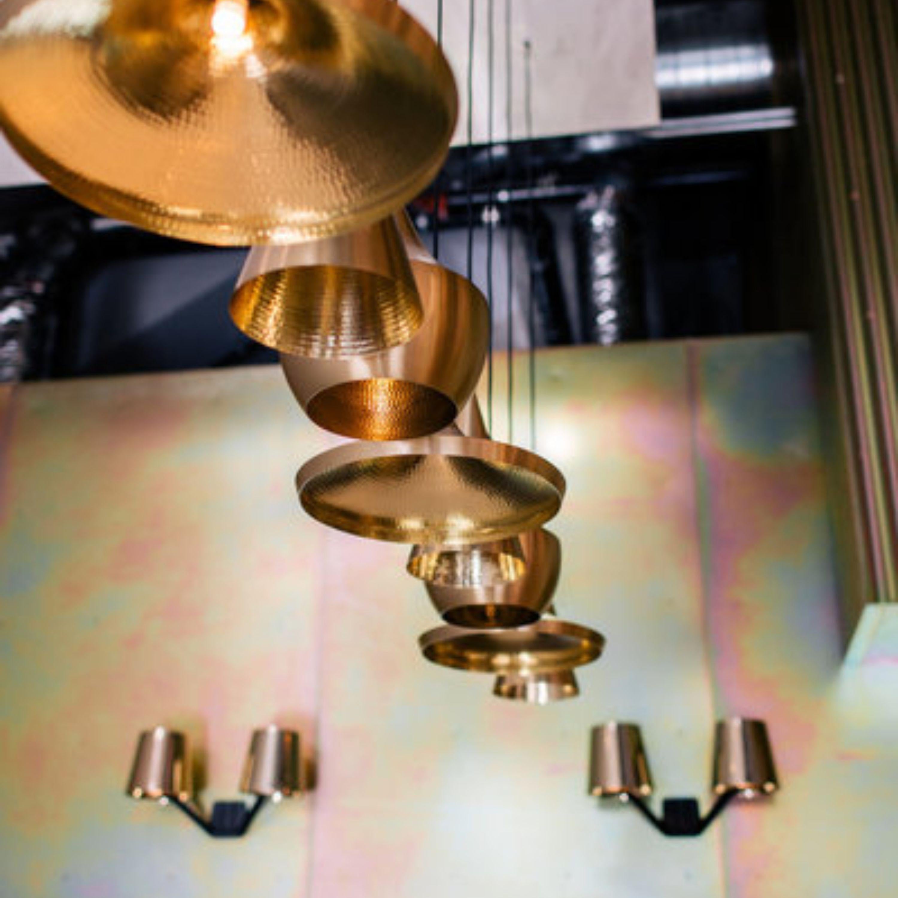 Hammered Tom Dixon 'Beat Fat' Metal Pendant in Brass For Sale