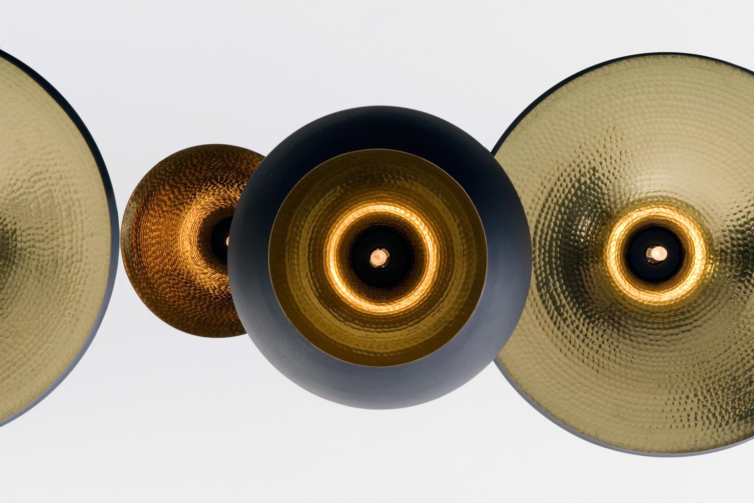 Tom Dixon 'Beat Stout' Black Metal and Brass Pendant For Sale 1
