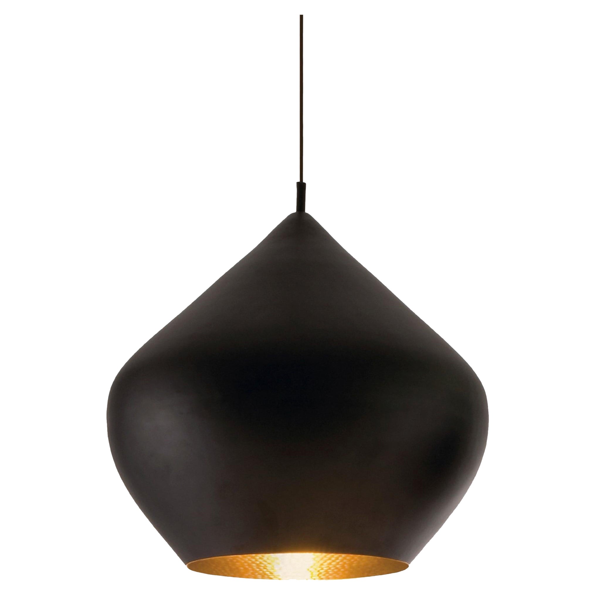 Tom Dixon 'Beat Stout' Black Metal and Hammered Brass Pendant