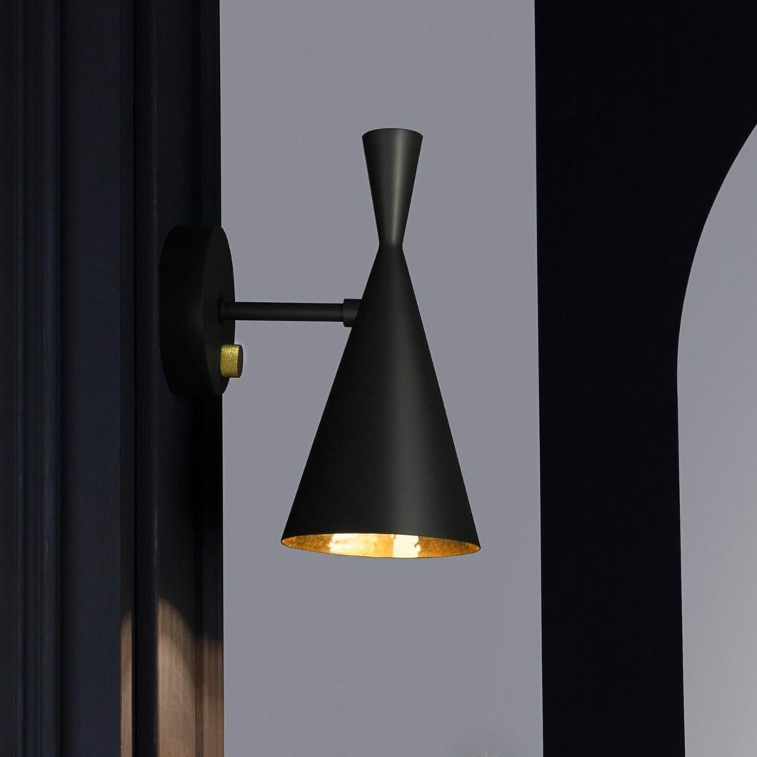 Tom Dixon Beat Wall Light, Black Sconce, Brass, Modern Minimal Lighting