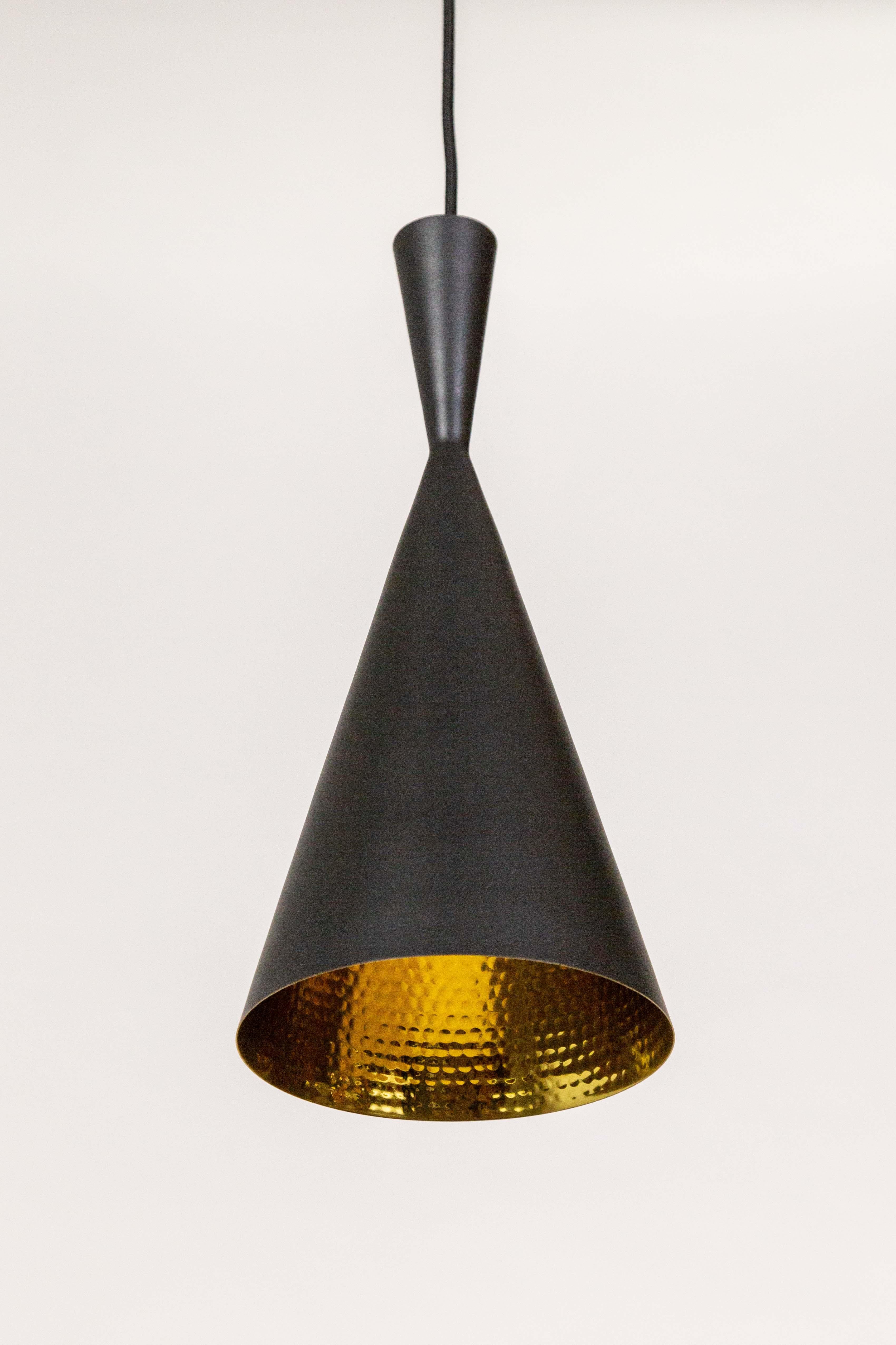 Tom Dixon Black Beat Tall Pendant Light  In Good Condition For Sale In San Francisco, CA