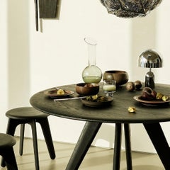 Tom Dixon Mesa de comedor redonda de 48 pulgadas en roble cepillado negro "Slab