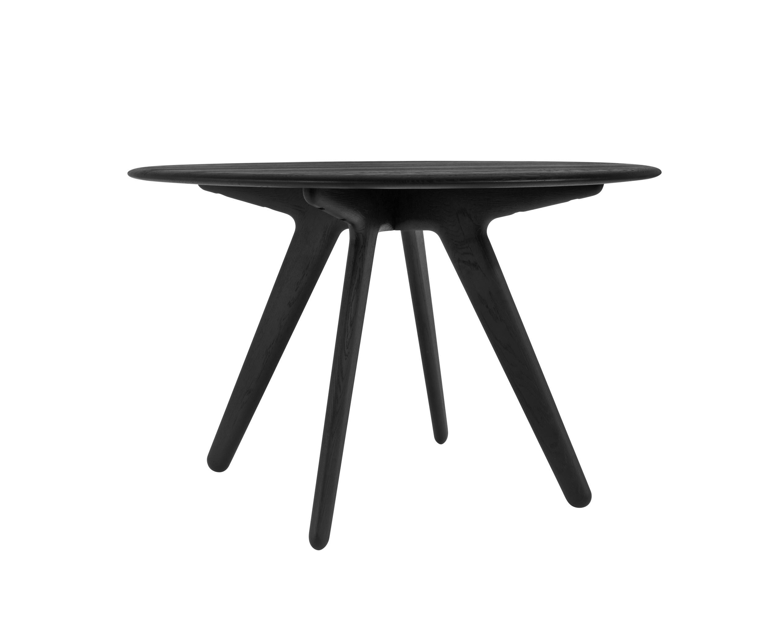 Mid-Century Modern Tom Dixon Black Brushed Oak 'Slab' 48-inch Round Dining Table For Sale