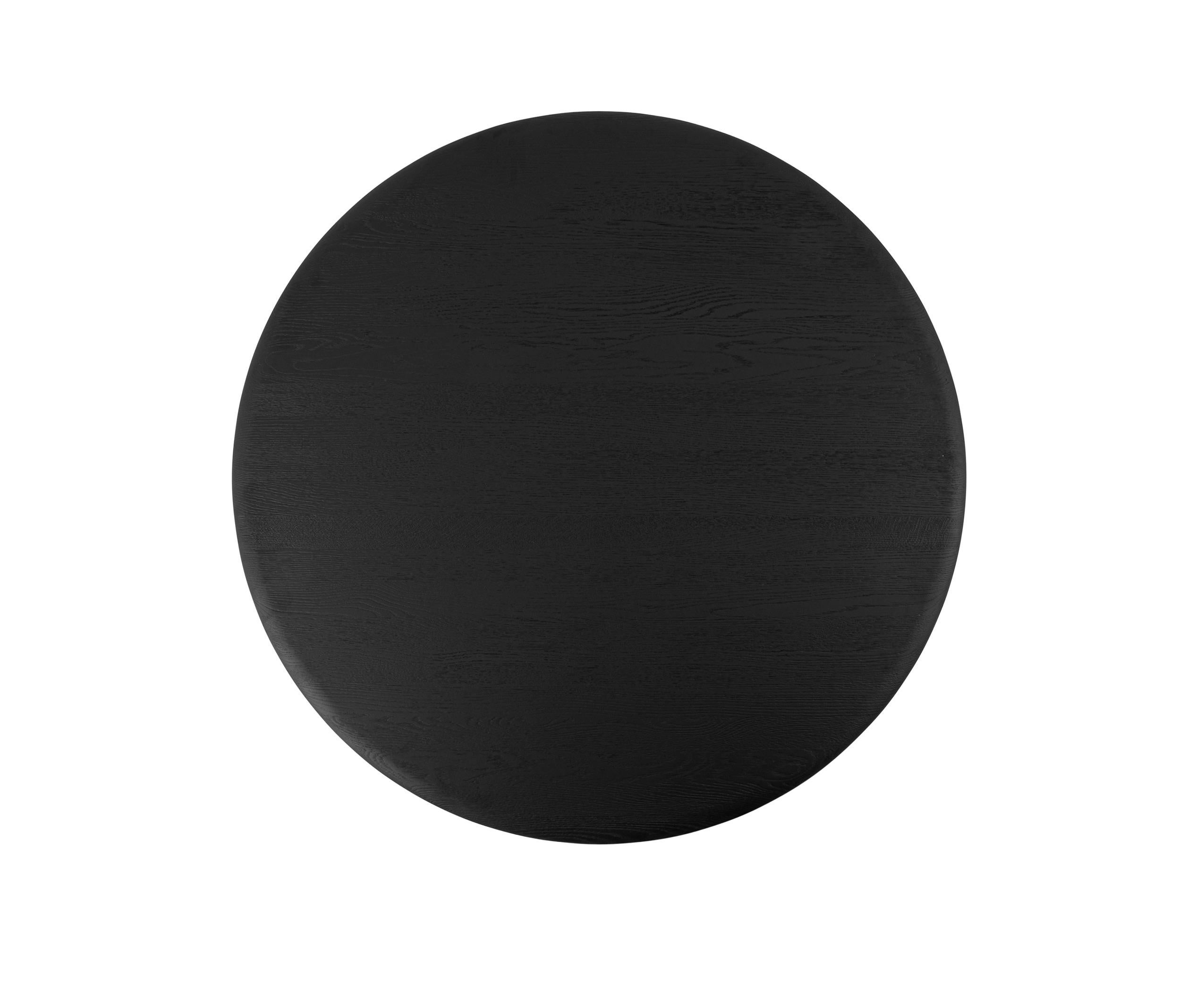 British Tom Dixon Black Brushed Oak 'Slab' 48-inch Round Dining Table For Sale