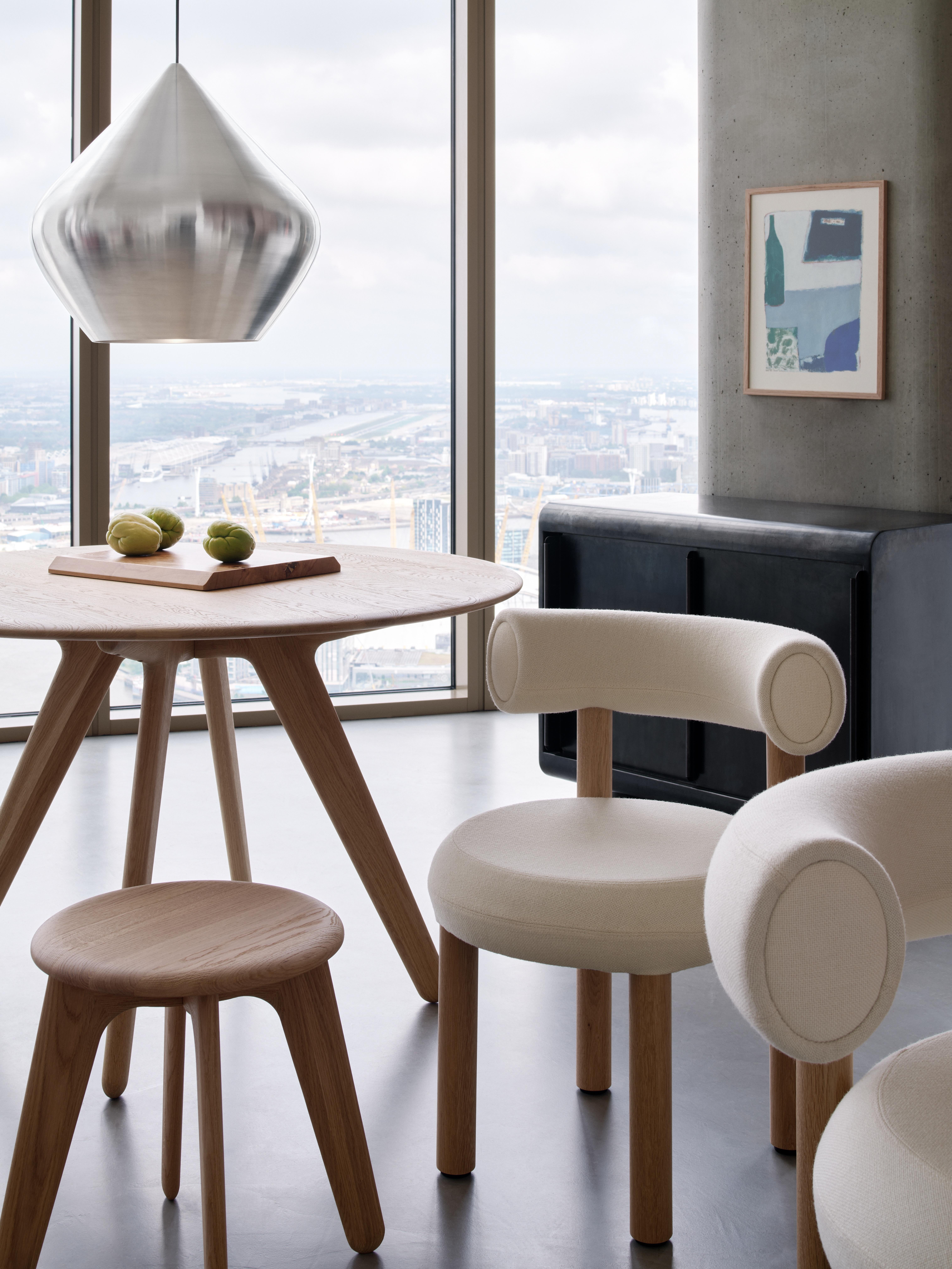 Tom Dixon Black Brushed Oak 'Slab' 48-inch Round Dining Table For Sale 1