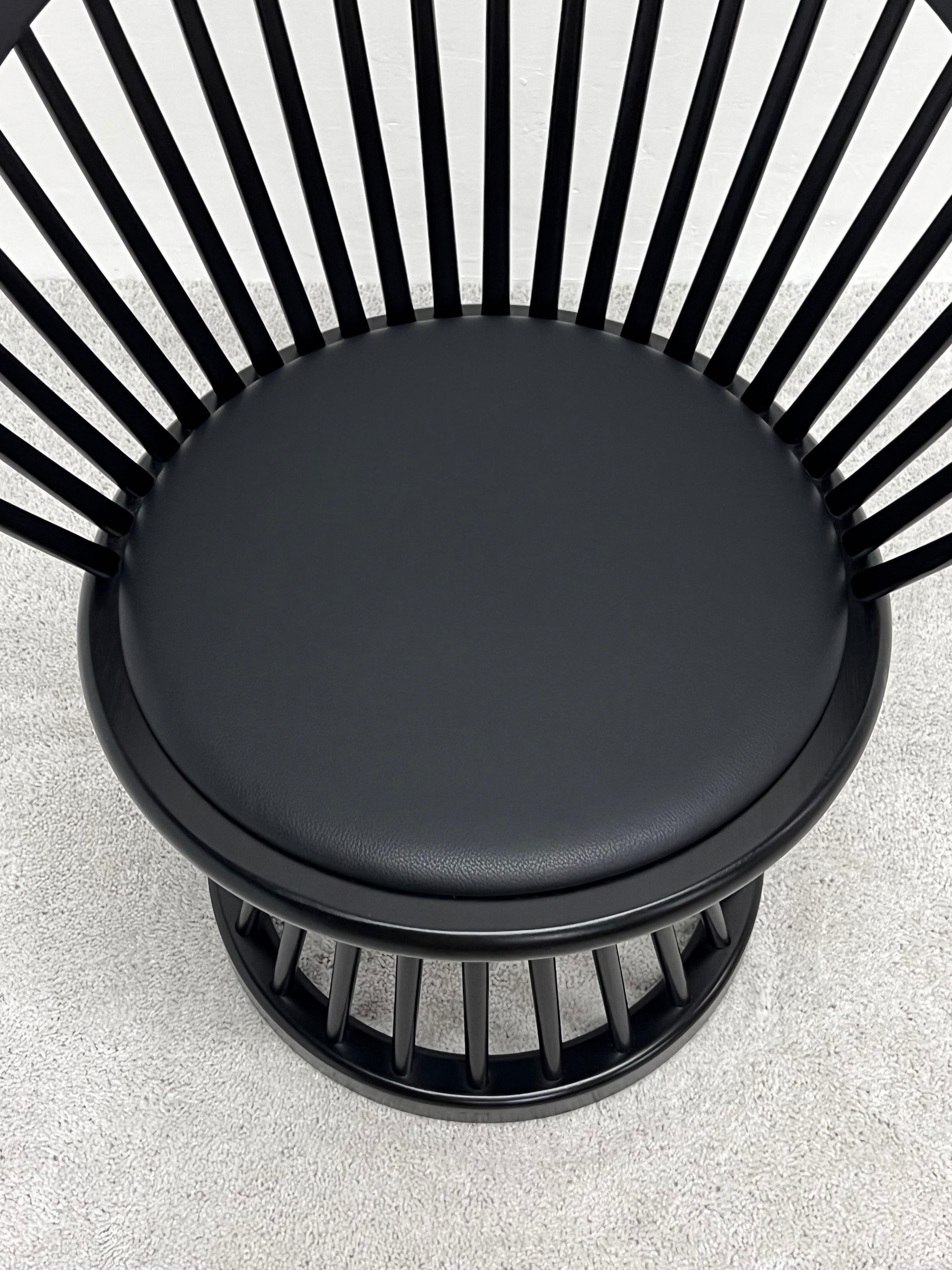 Tom Dixon Black Fan Dining Chair with Leather Seat Pad For Sale 4