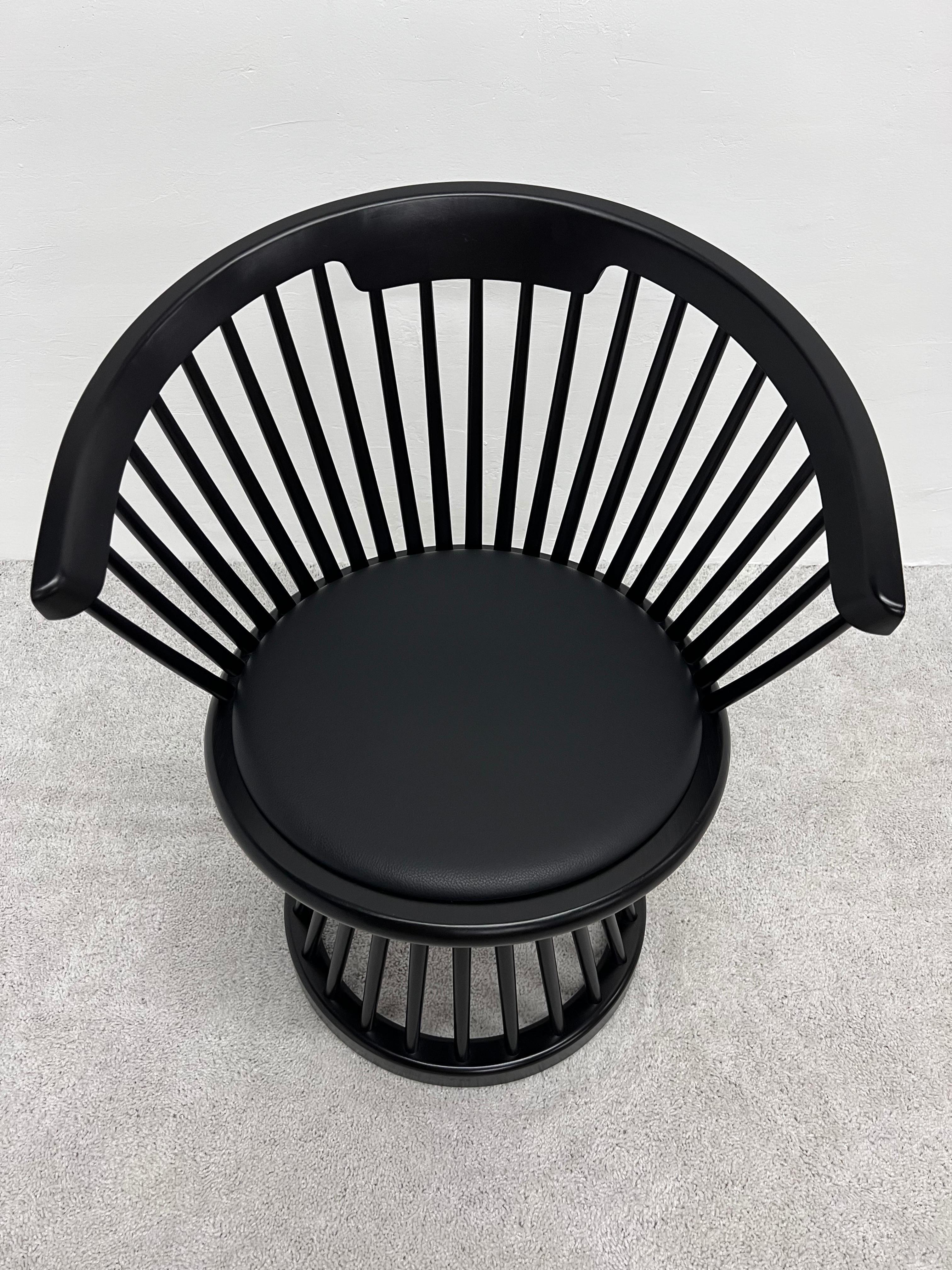 Tom Dixon Black Fan Dining Chair with Leather Seat Pad For Sale 3