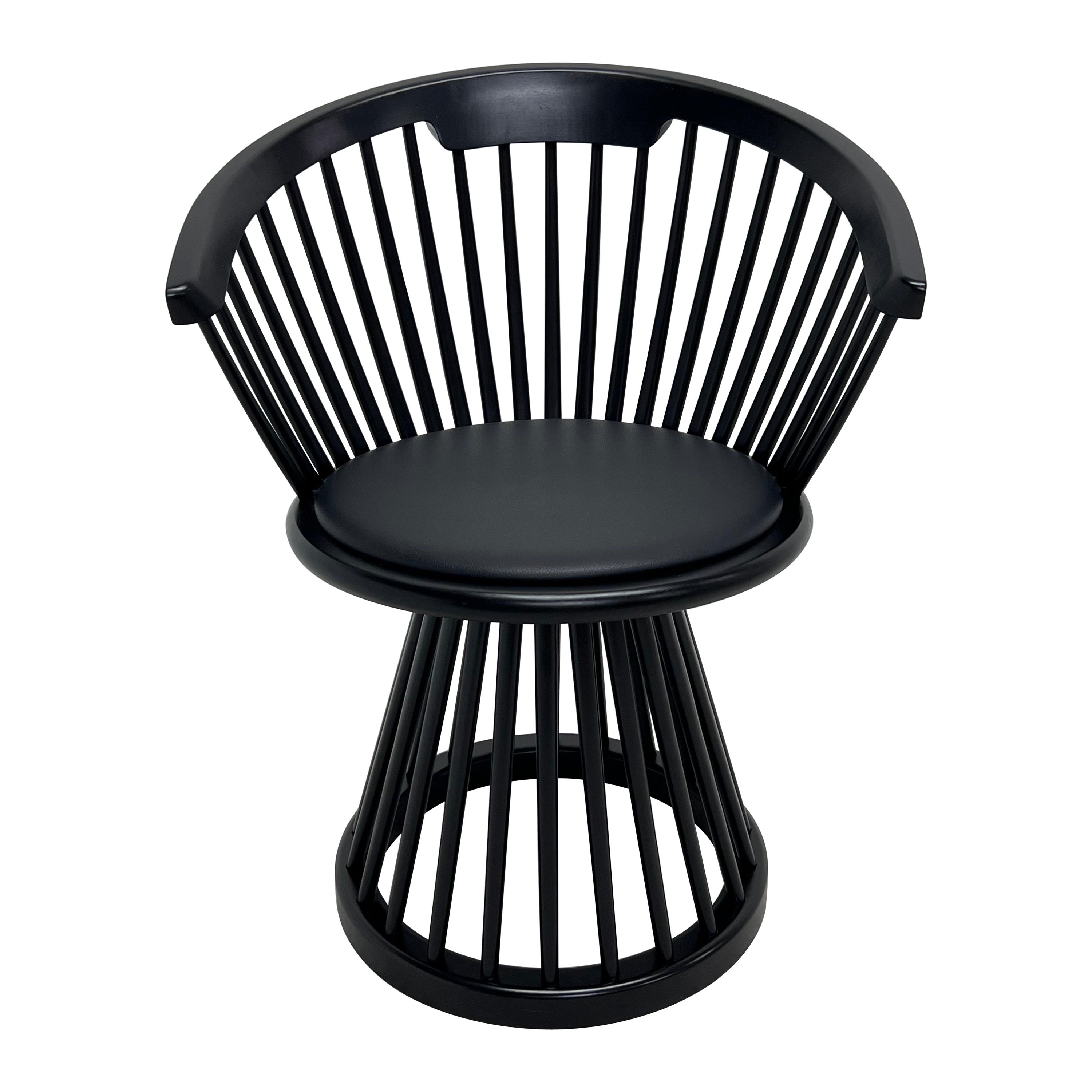 Tom Dixon Silla de Comedor Abanico Negra con Asiento de Piel en venta