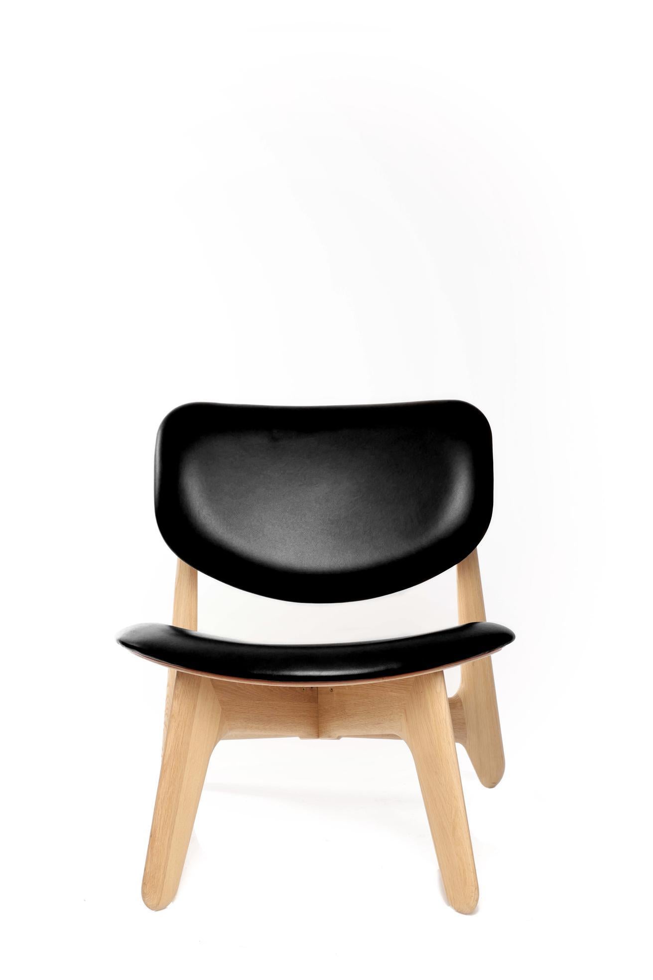 Tom Dixon Black Stained Oak and Black Leather 'Slab' Lounge Chair For Sale 7