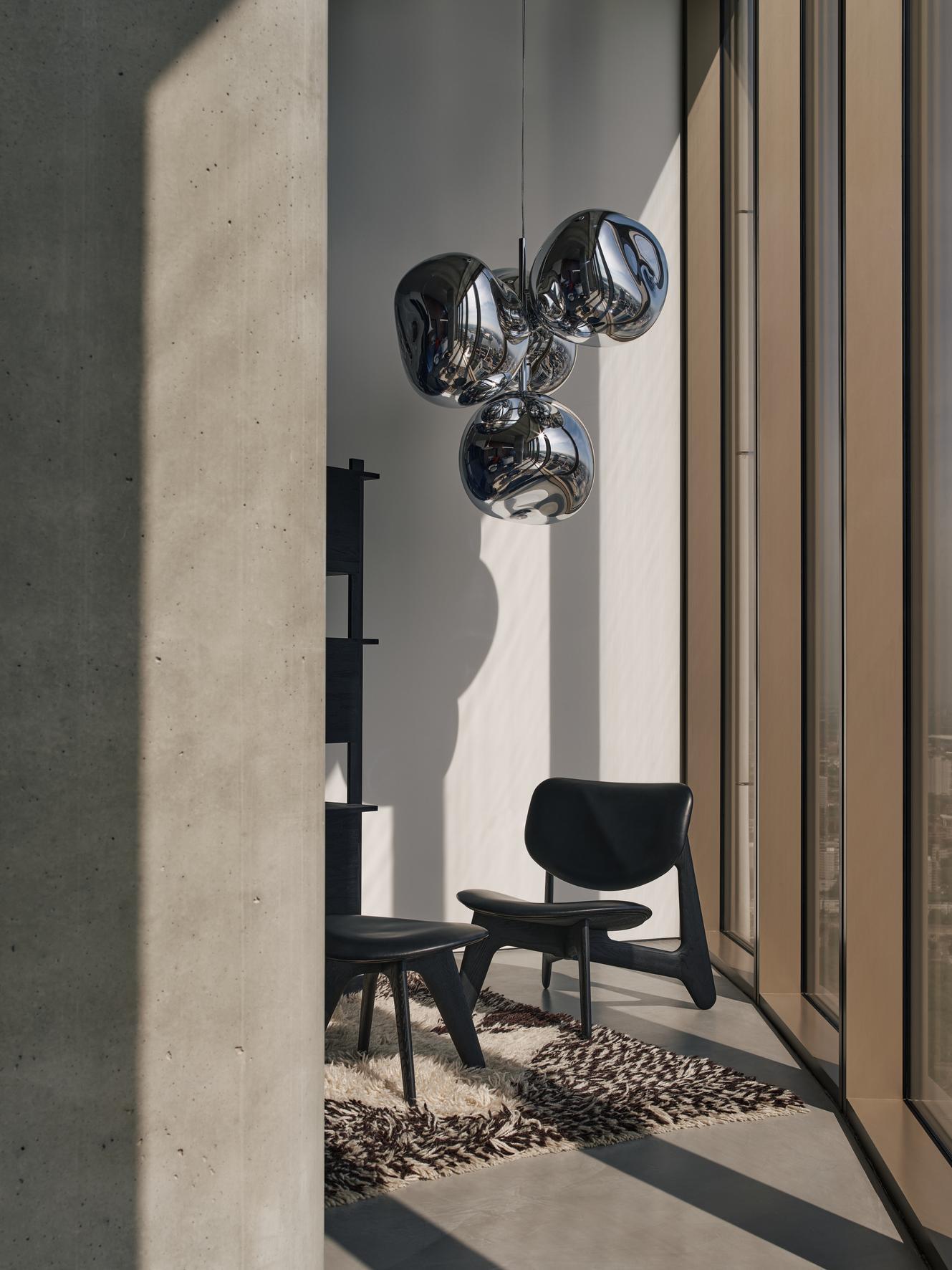 British Tom Dixon Black Stained Oak and Black Leather 'Slab' Lounge Chair For Sale