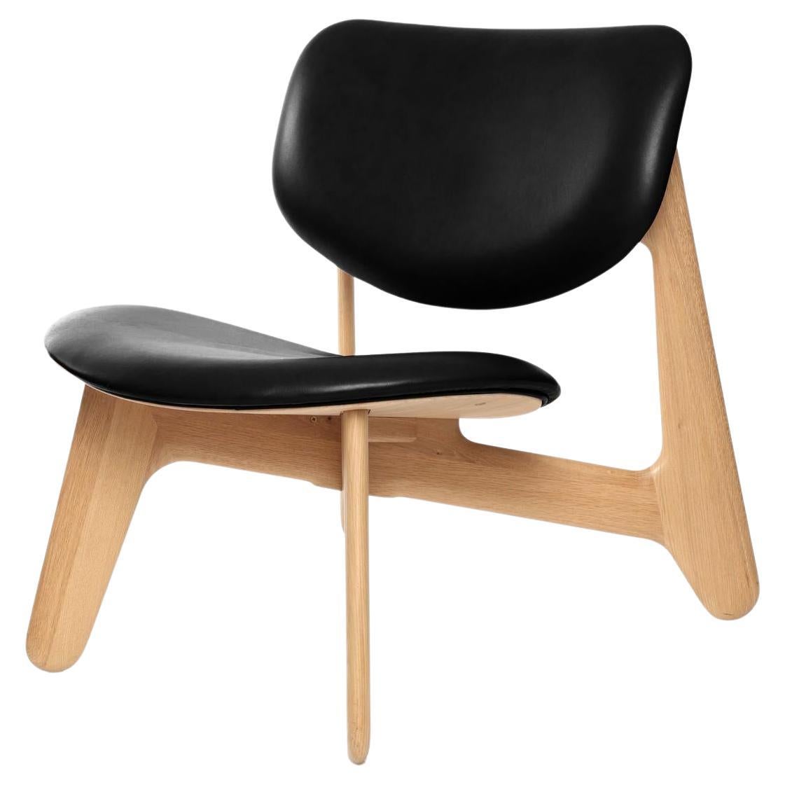 Tom Dixon Black Stained Oak and Black Leather 'Slab' Lounge Chair For Sale 1