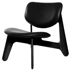 Sillón "Slab" Tom Dixon de roble teñido de negro y cuero negro