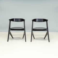 Tom Dixon Black Wood Slab Dining Chairs, Set of 2