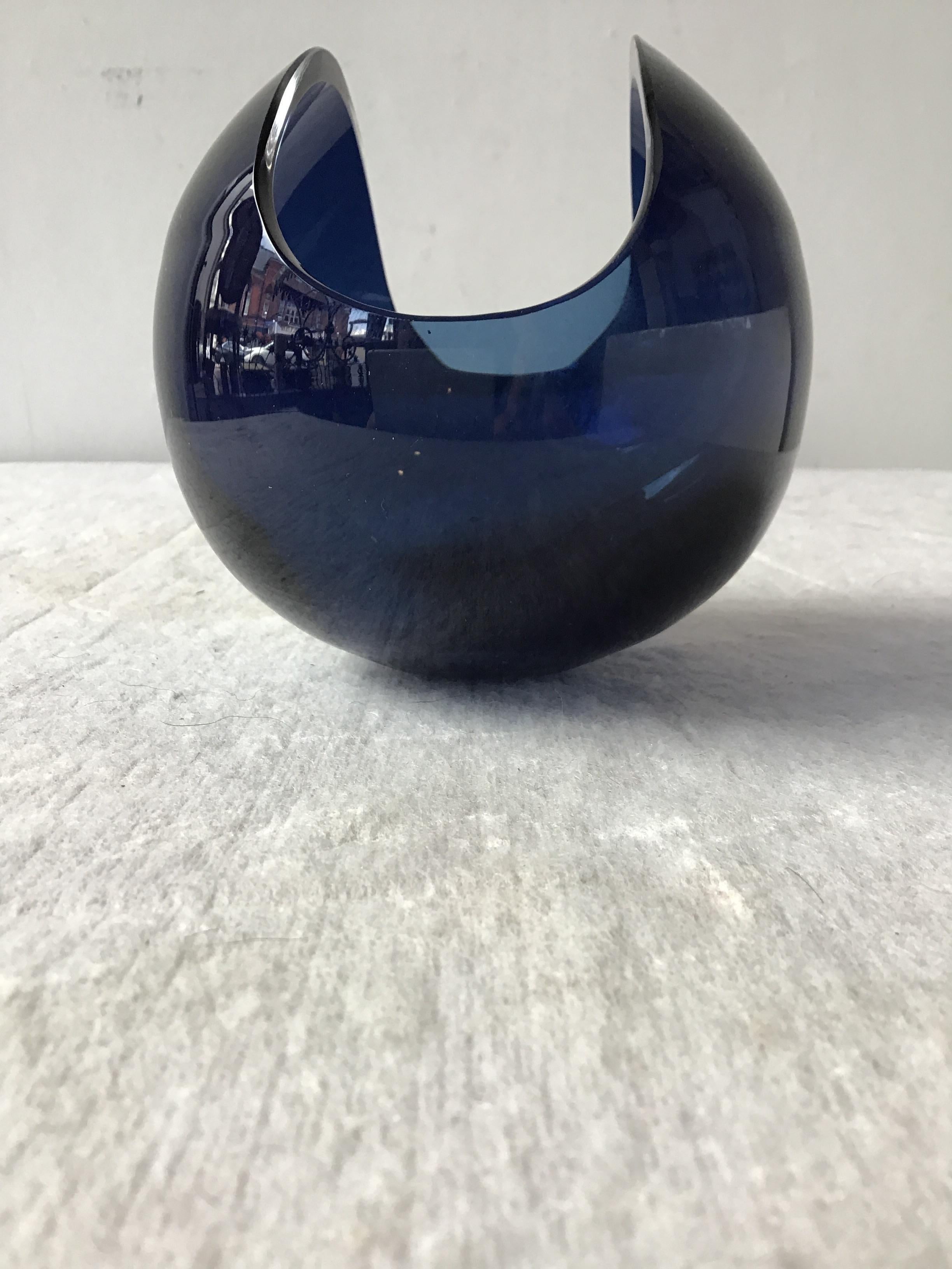 Contemporary Tom Dixon Blue Glass Orb Vase