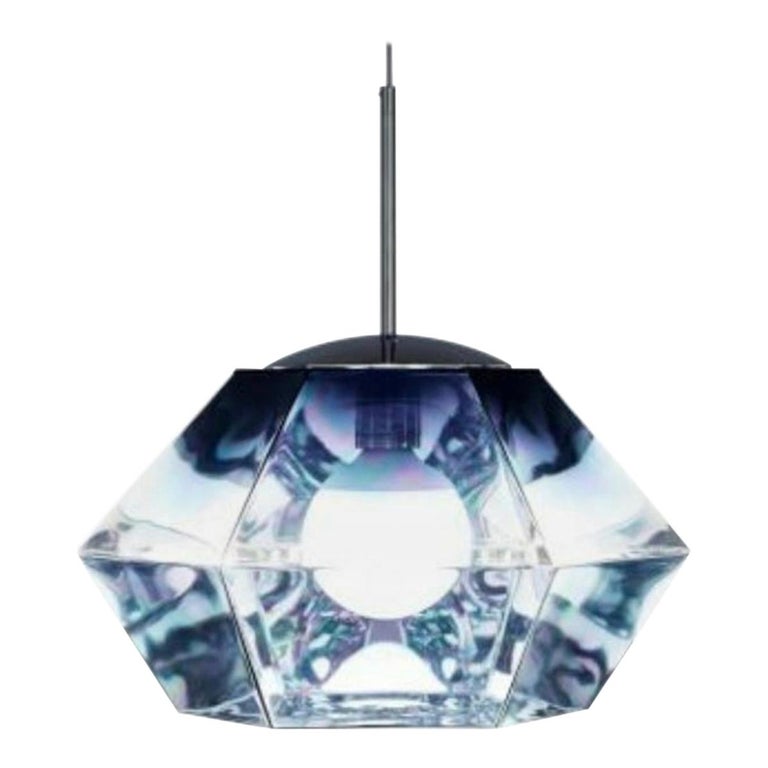 Tom Dixon Cut Short Pendant, Smoke, Faceted, Futuristic Gem Light