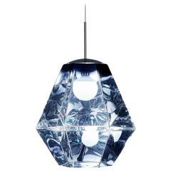 Tom Dixon Cut Smoke Pendant Tall, Translucent Gem, Diamond Cut, Space Age Light