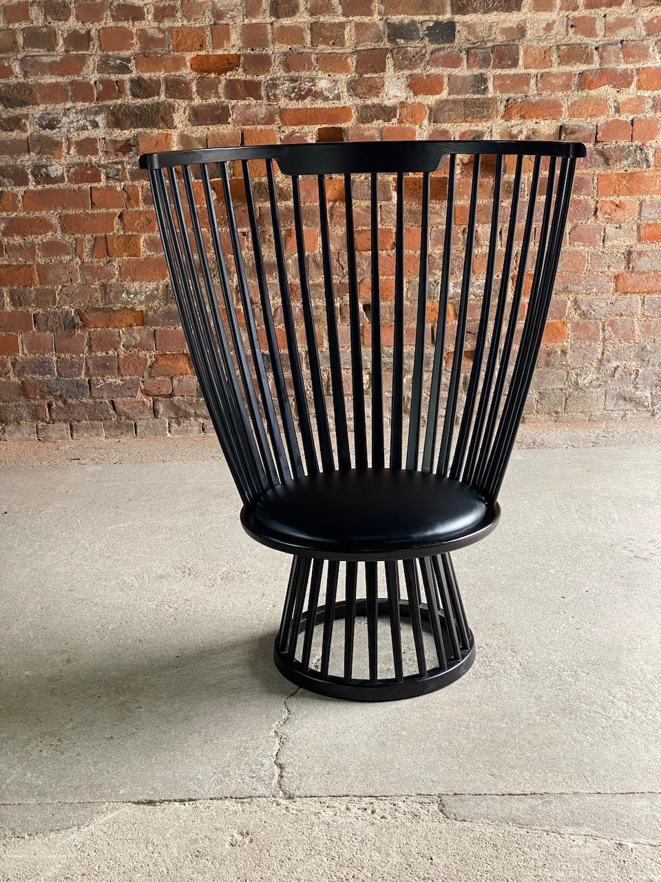 Tom Dixon Fan Chair in Black Ash & Leather 4