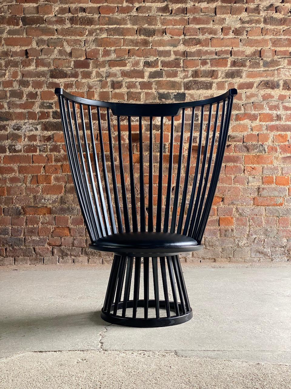 Tom Dixon Fan Chair in Black Ash & Leather 5