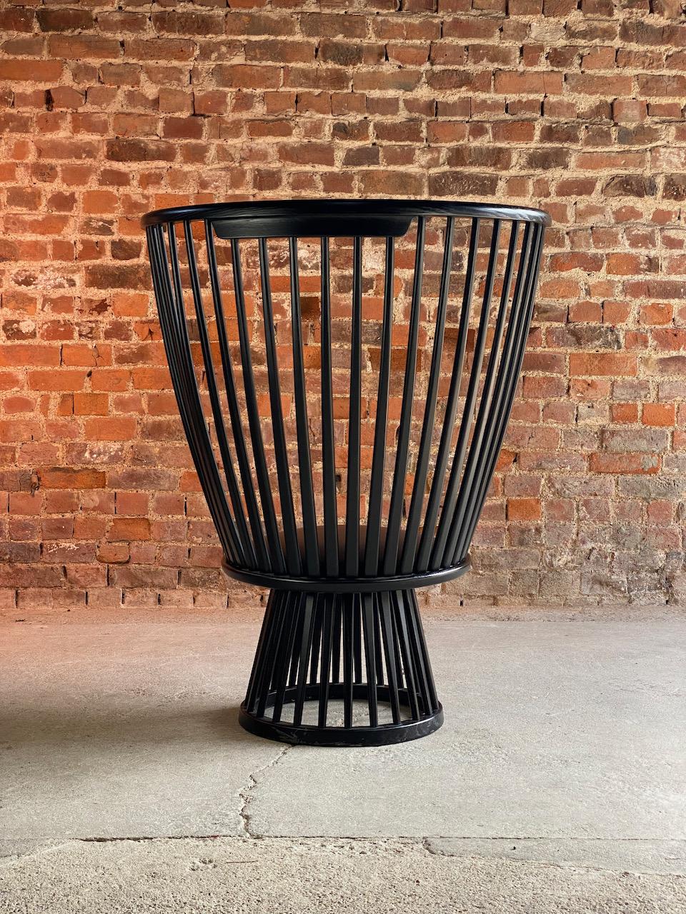 Organic Modern Tom Dixon Fan Chair in Black Ash & Leather