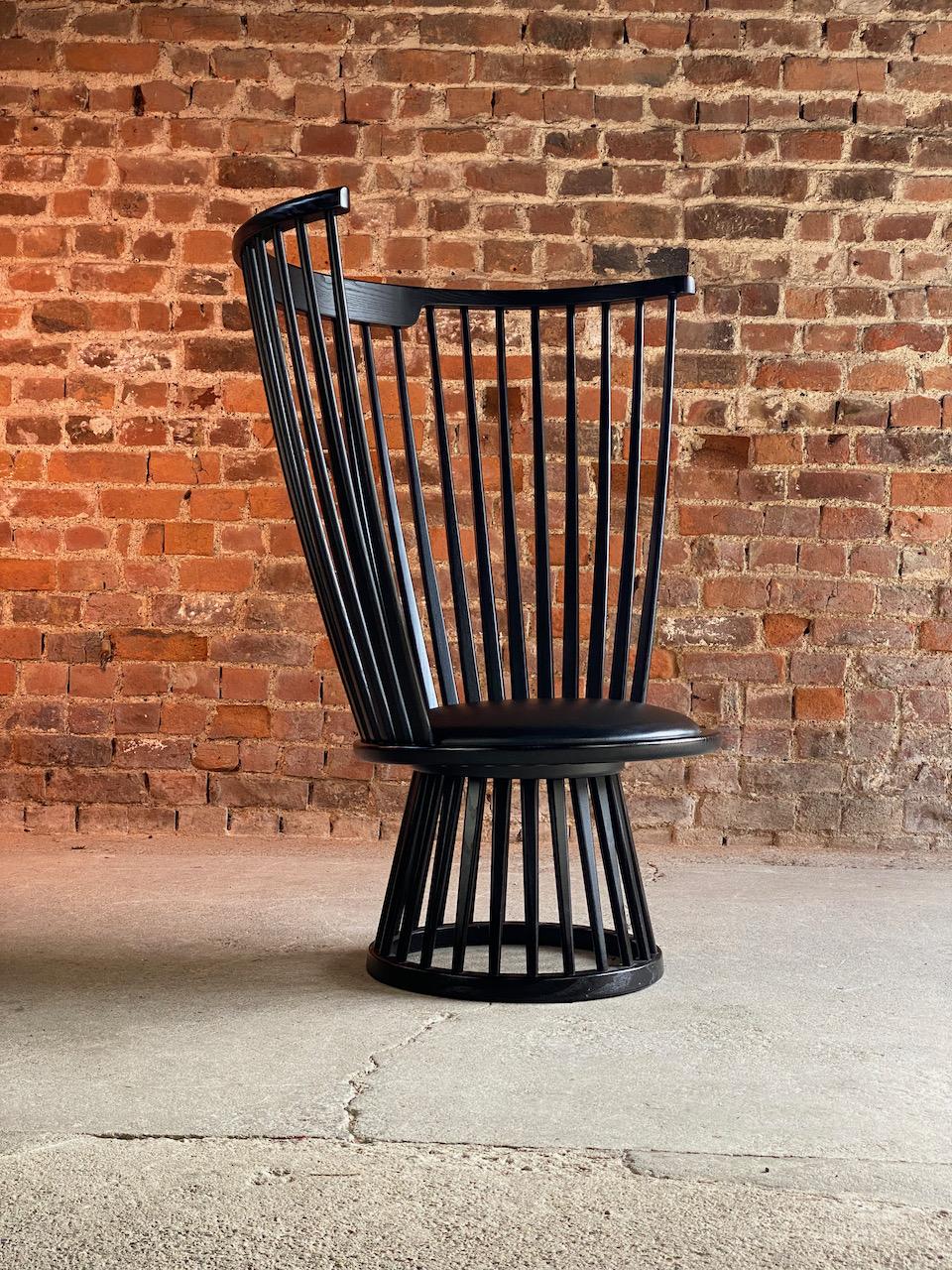 British Tom Dixon Fan Chair in Black Ash & Leather