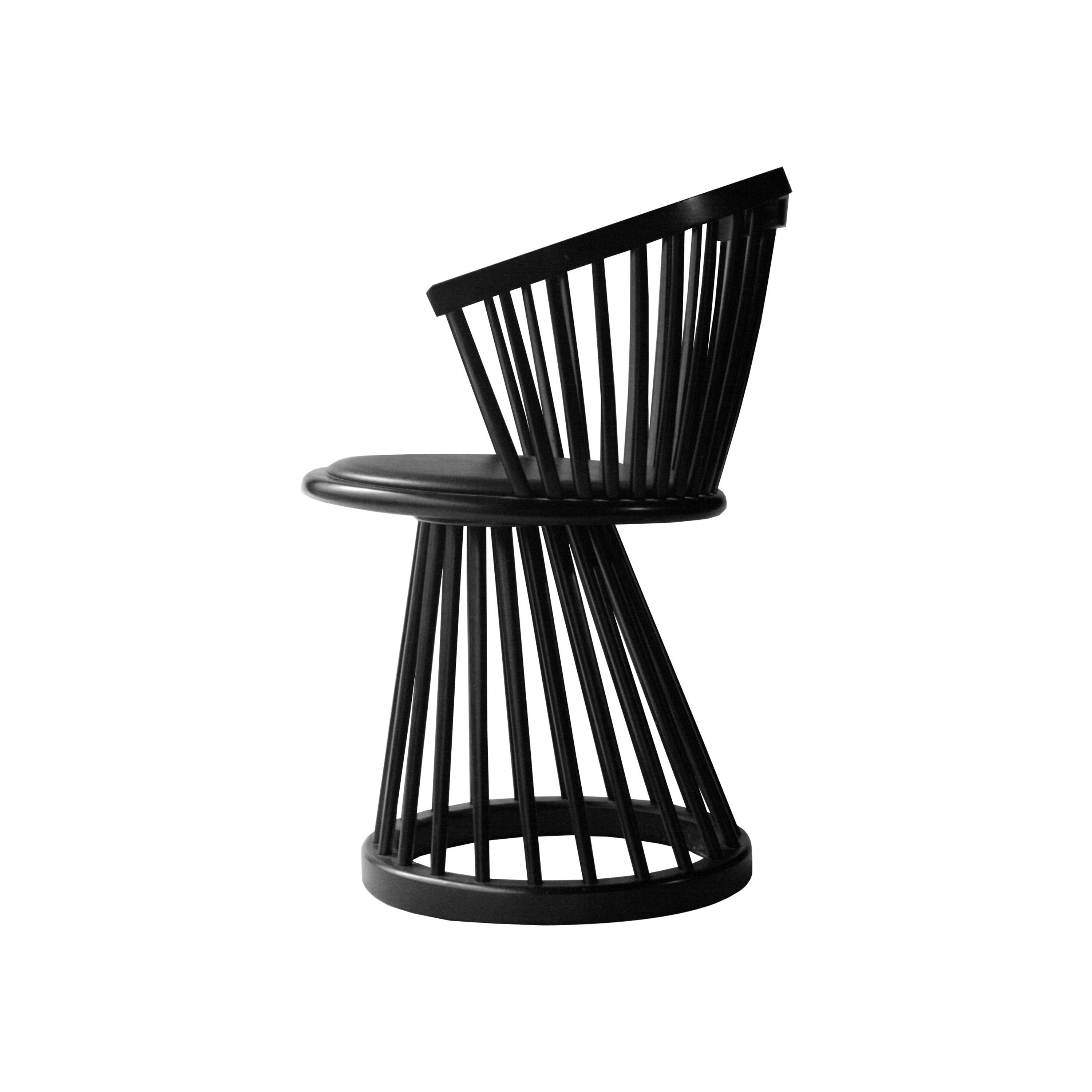 Tom Dixon ''Fan'' Circular Black Wood English Set of Four Dining Chairs, 2010 In Good Condition In Madrid, ES