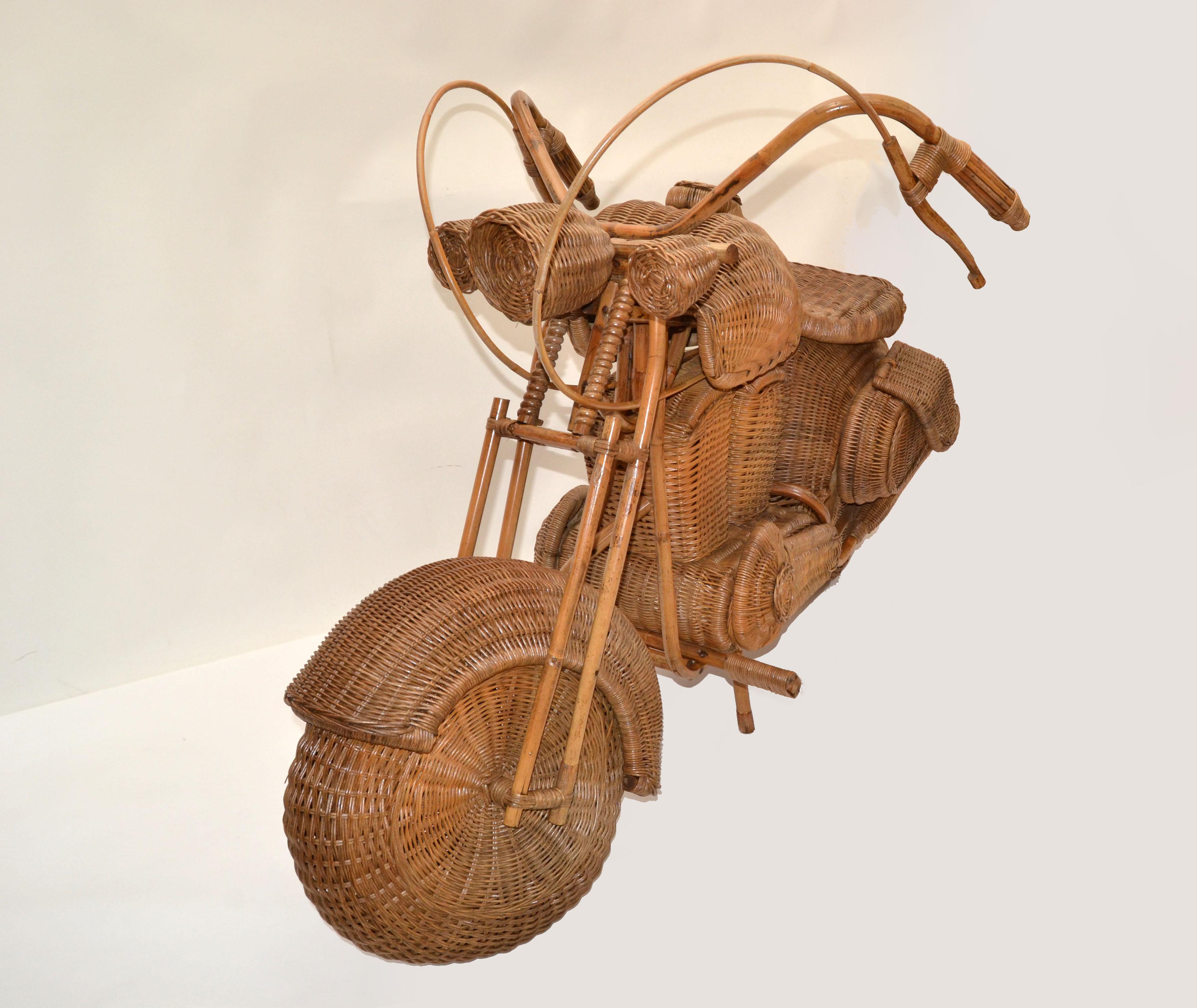 French Tom Dixon For Habitat Stores Wicker Life-size Harley Davidson Sculpture For Sale