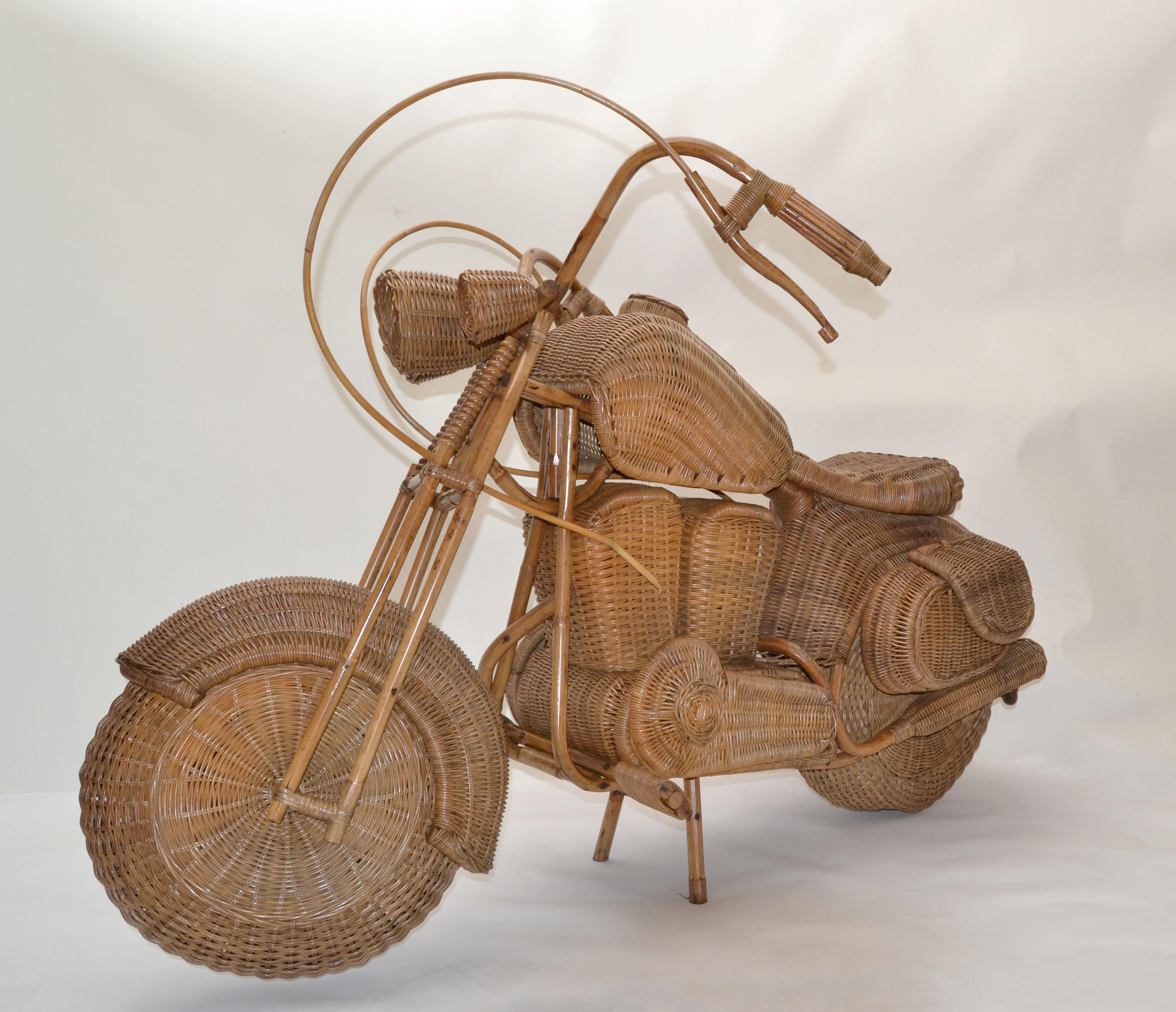 20th Century Tom Dixon For Habitat Stores Wicker Life-size Harley Davidson Sculpture For Sale