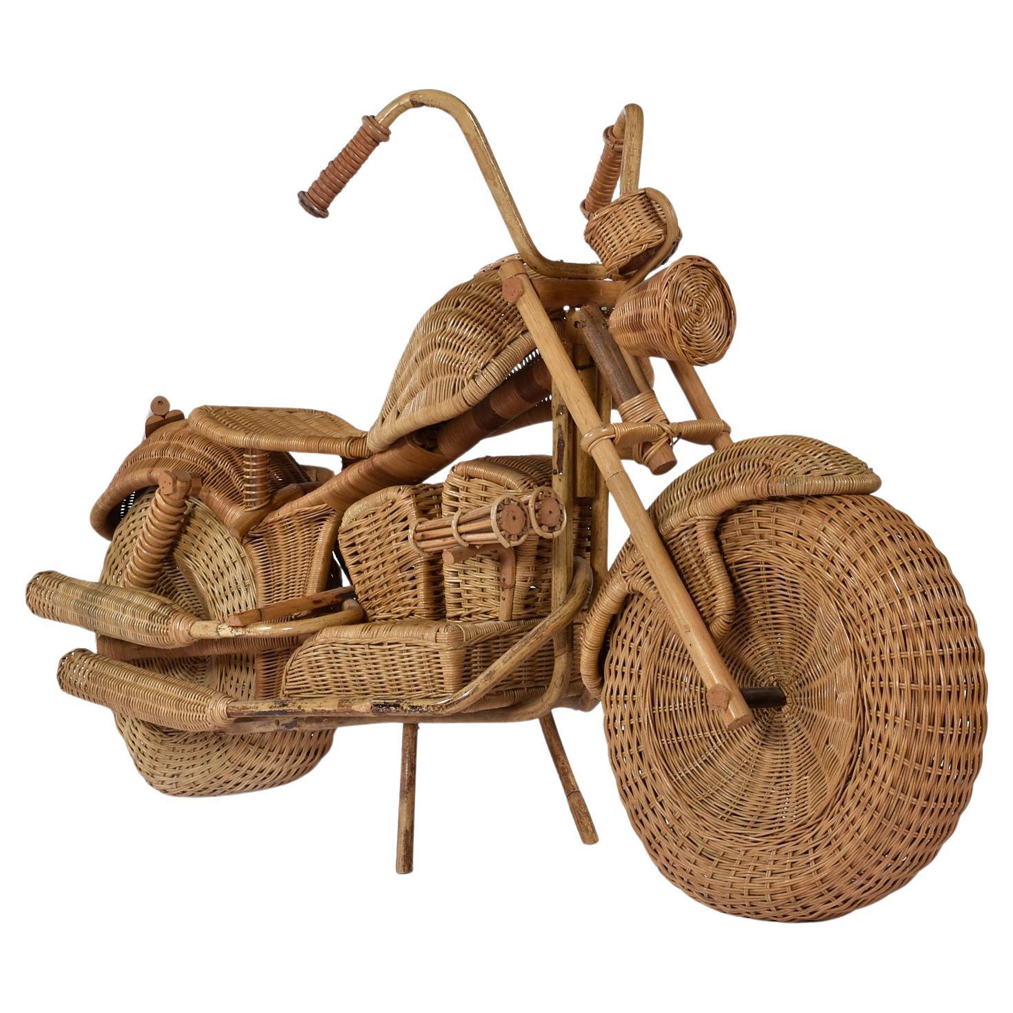 Tom Dixon for Habitat Wicker Rattan Bamboo Harley Davidson Motorcycle Sculpture