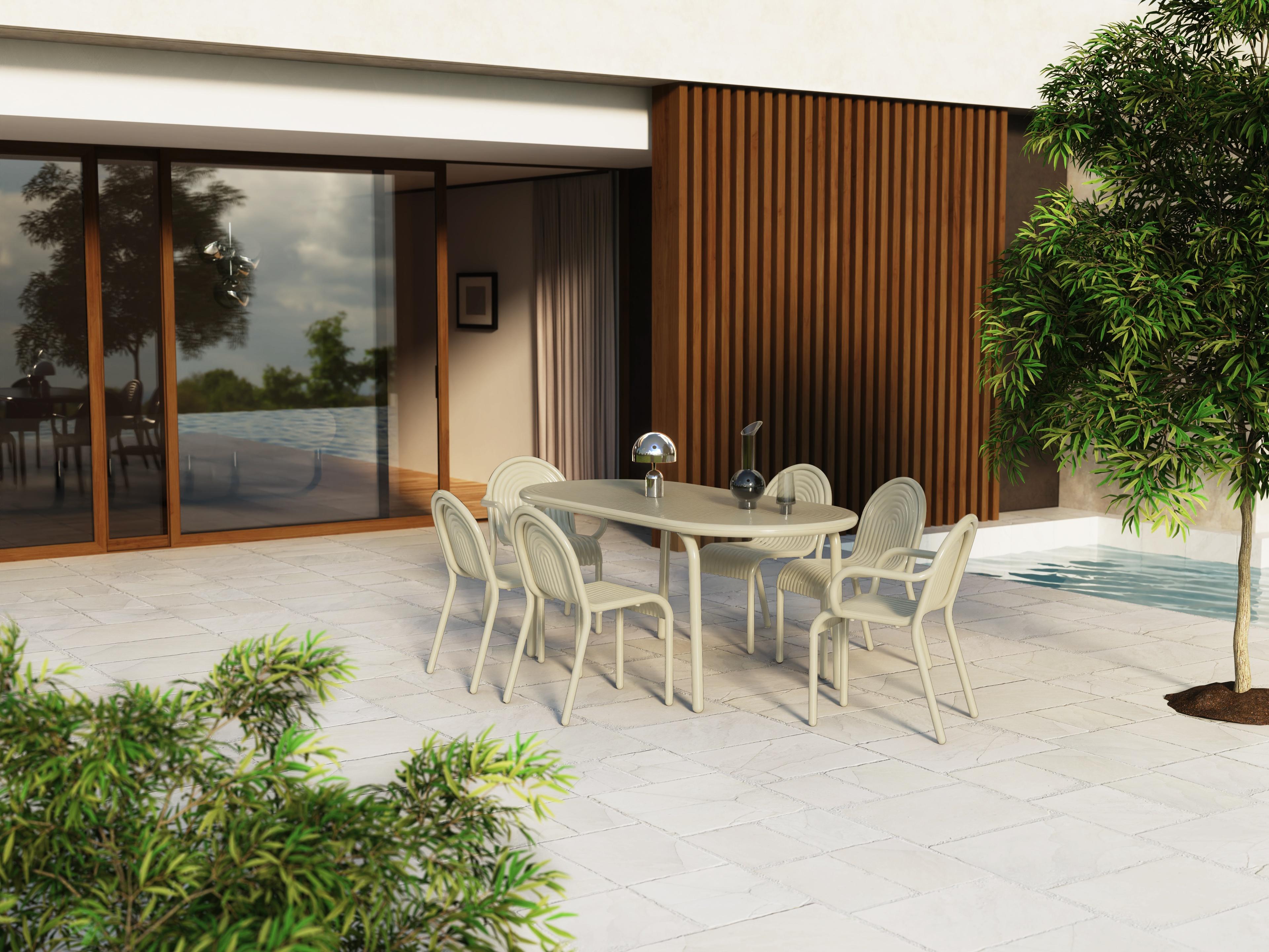 Tom Dixon 'Groove' Aluminum Outdoor Armchair in Putty For Sale 2