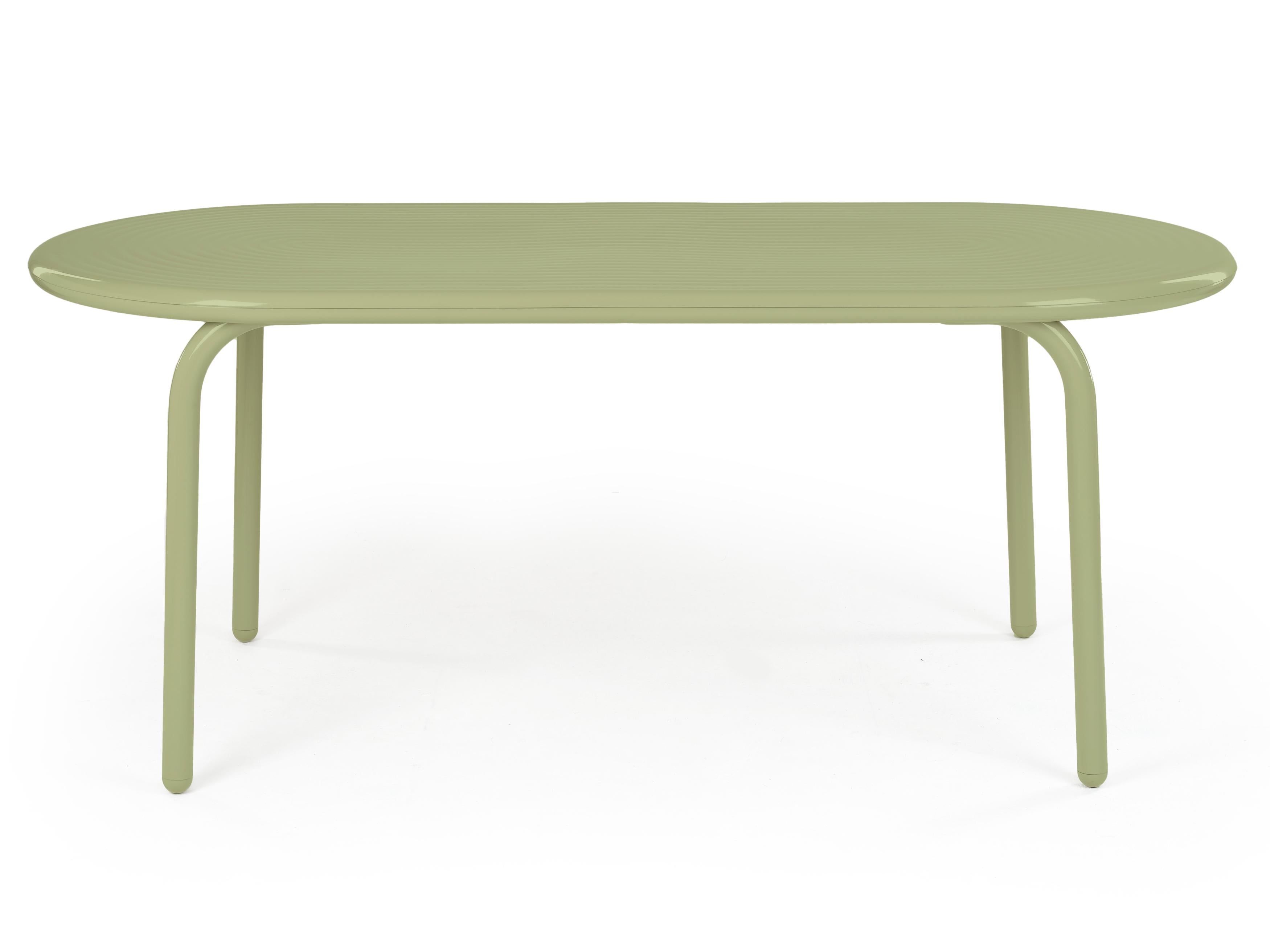 Table de salle à manger d'extérieur Groove en aluminium vert mousse Tom Dixon Neuf - En vente à Glendale, CA