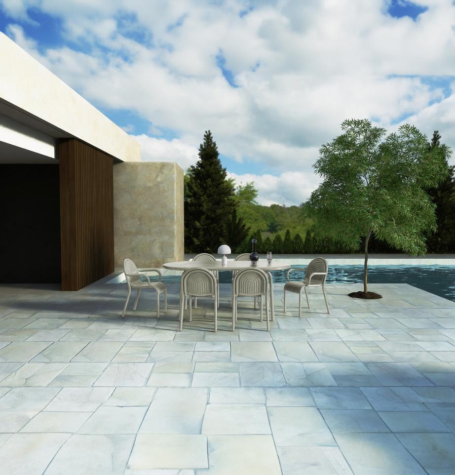 Painted Tom Dixon 'Groove' Aluminum Outdoor Dining Table in Putty For Sale