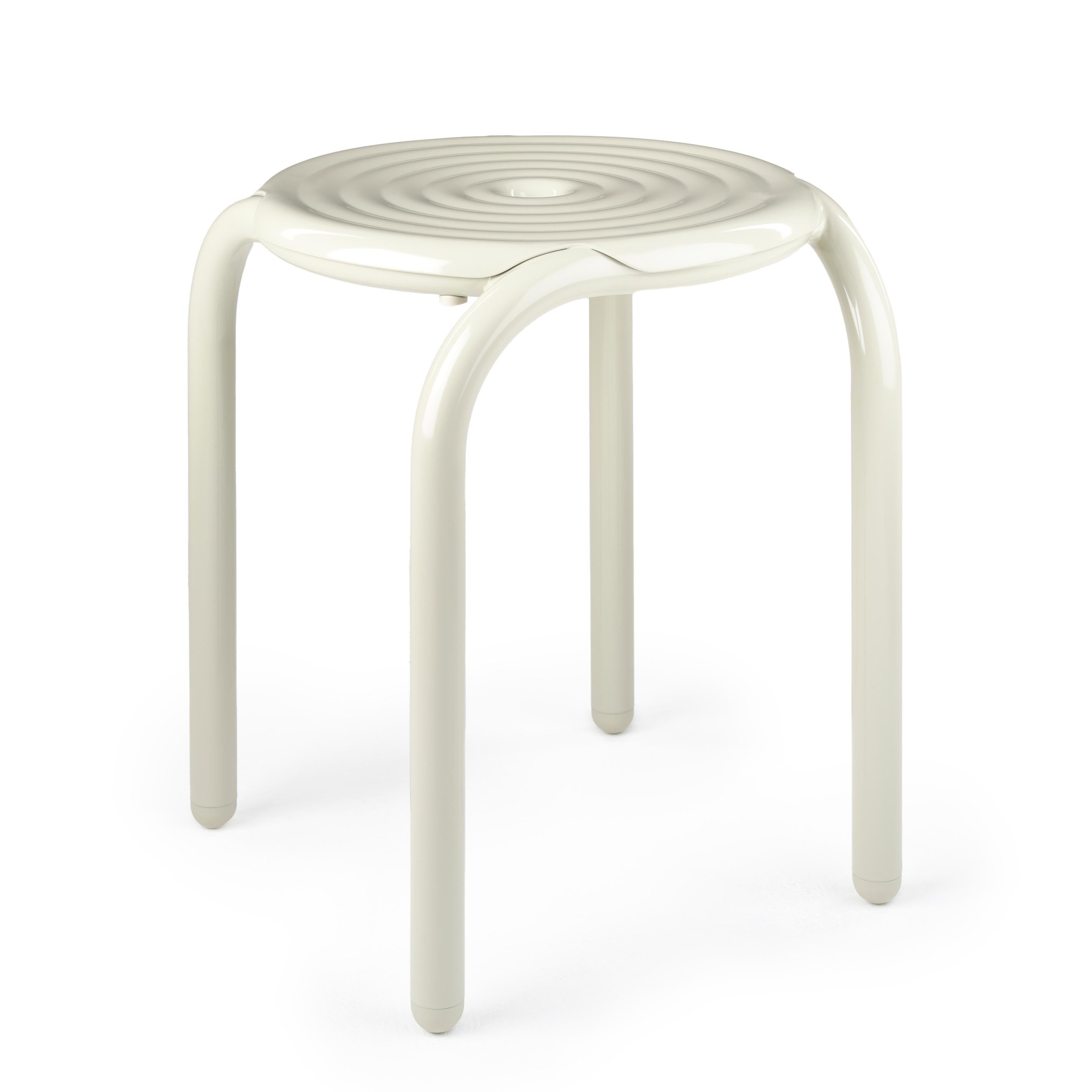 Mid-Century Modern Tom Dixon 'Groove' Aluminum Outdoor Stool in Putty For Sale